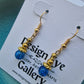 Blue and Gold Dainty Drop Earrings - design-eye-gallery