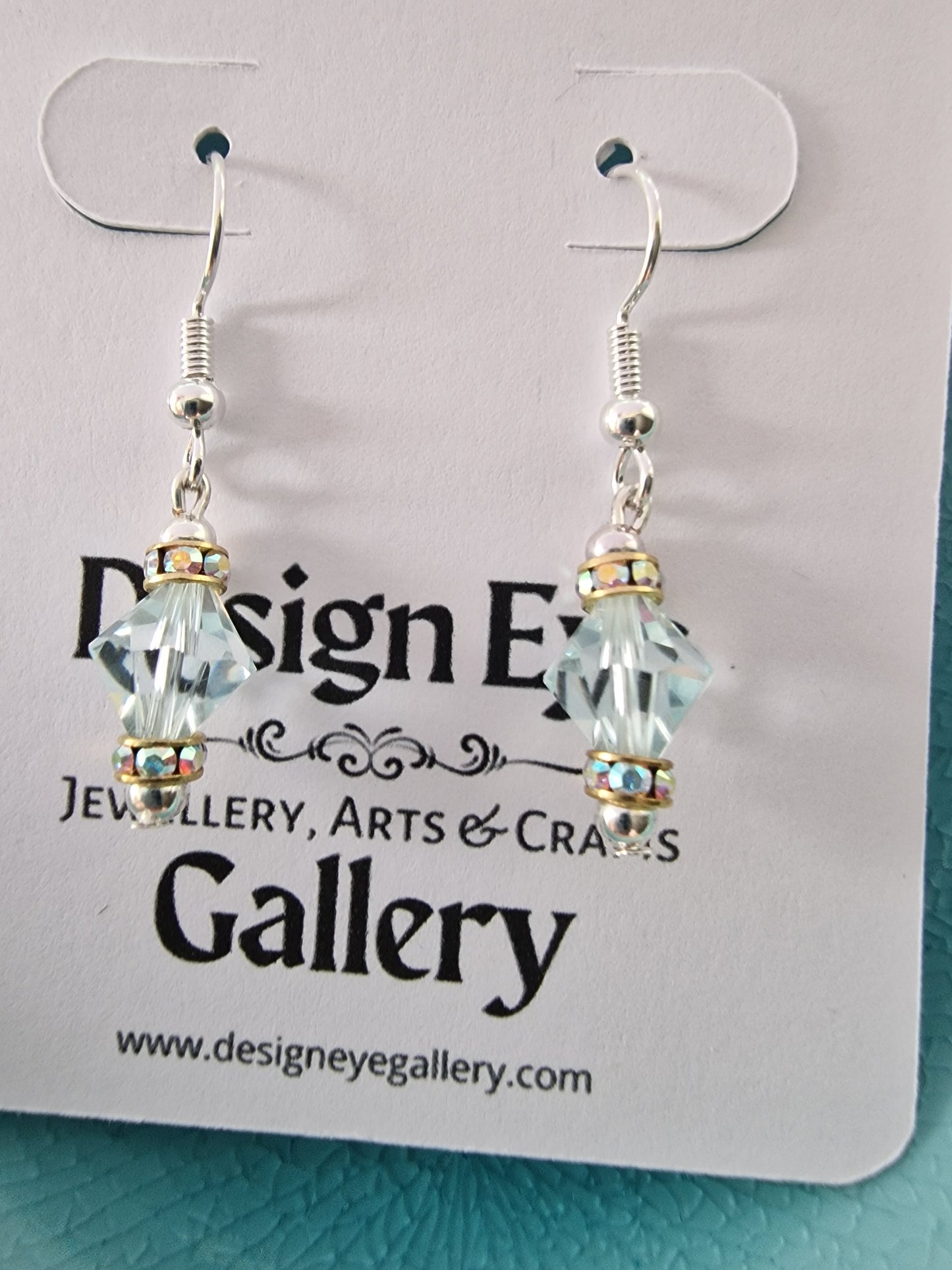 Azure Blue Swarovski Silver Drop Earrings - design-eye-gallery