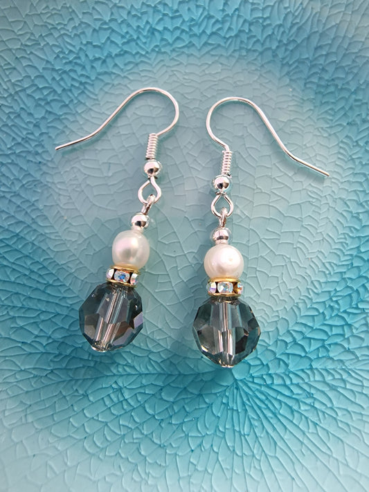 Swarovski Crystal and Pearl Drop Earrings - design-eye-gallery