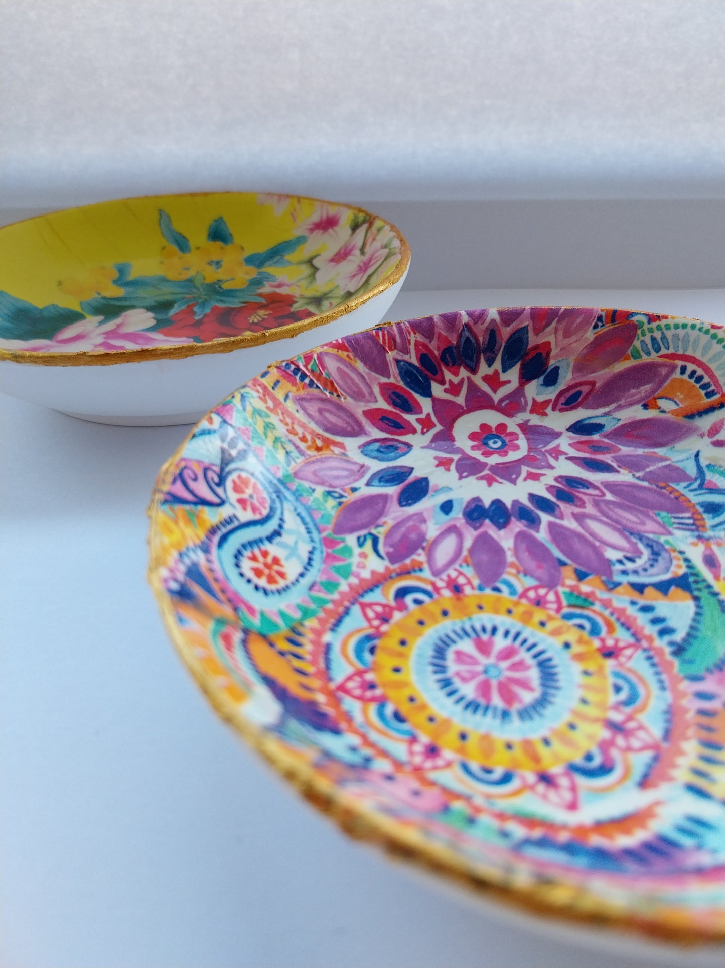 Floral Yellow Ceramic Trinket Dish Large - design-eye-gallery