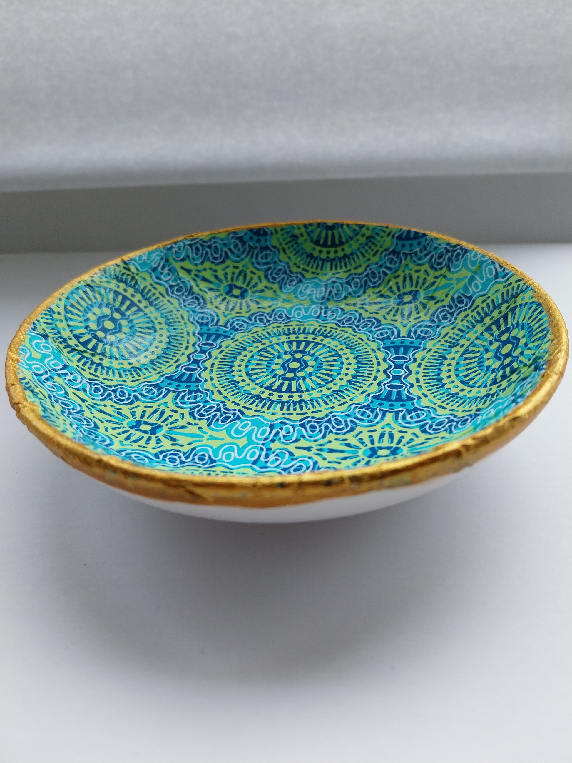 Mandala Blue & Green Ceramic Trinket Dish - design-eye-gallery