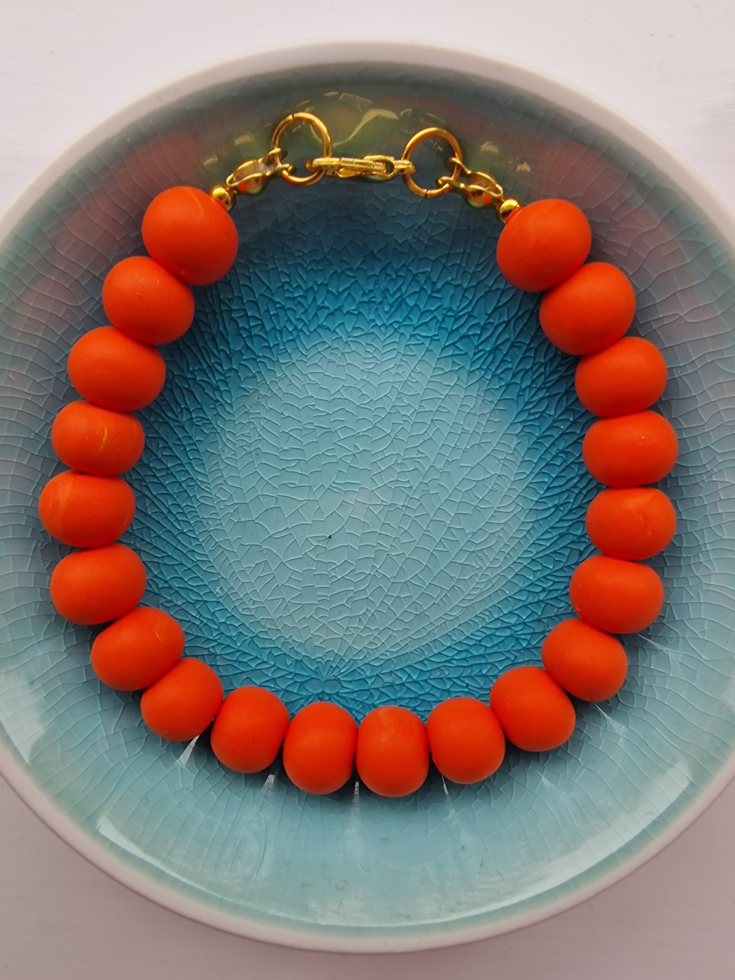 Colourful Orange Clay Bead Bracelet - design-eye-gallery