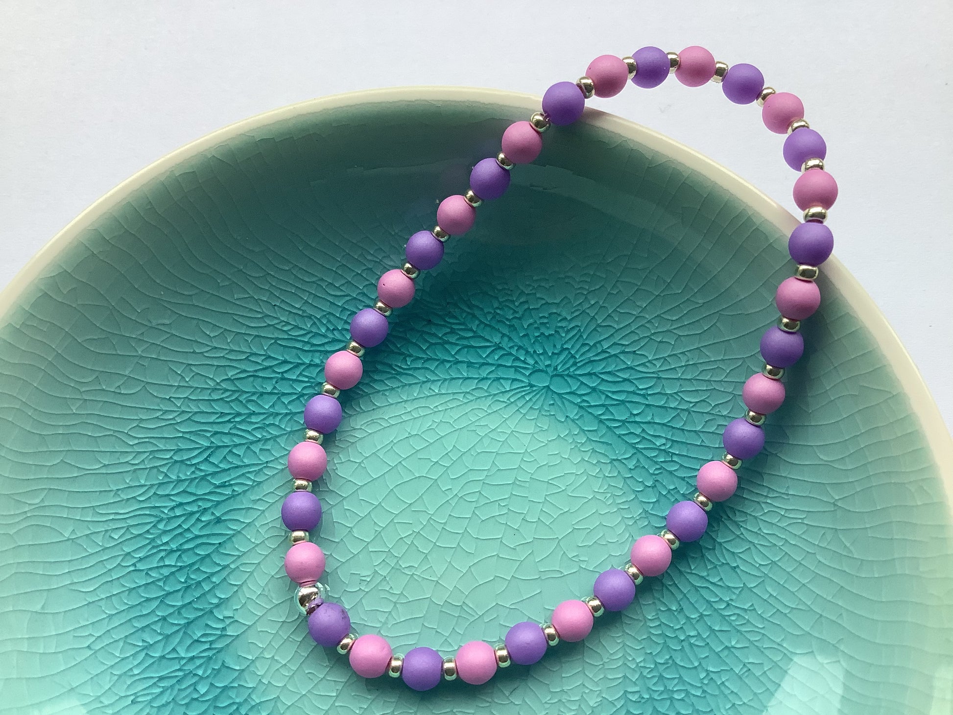 Lavender and Lilac Czech Glass Beads Bracelet - design-eye-gallery