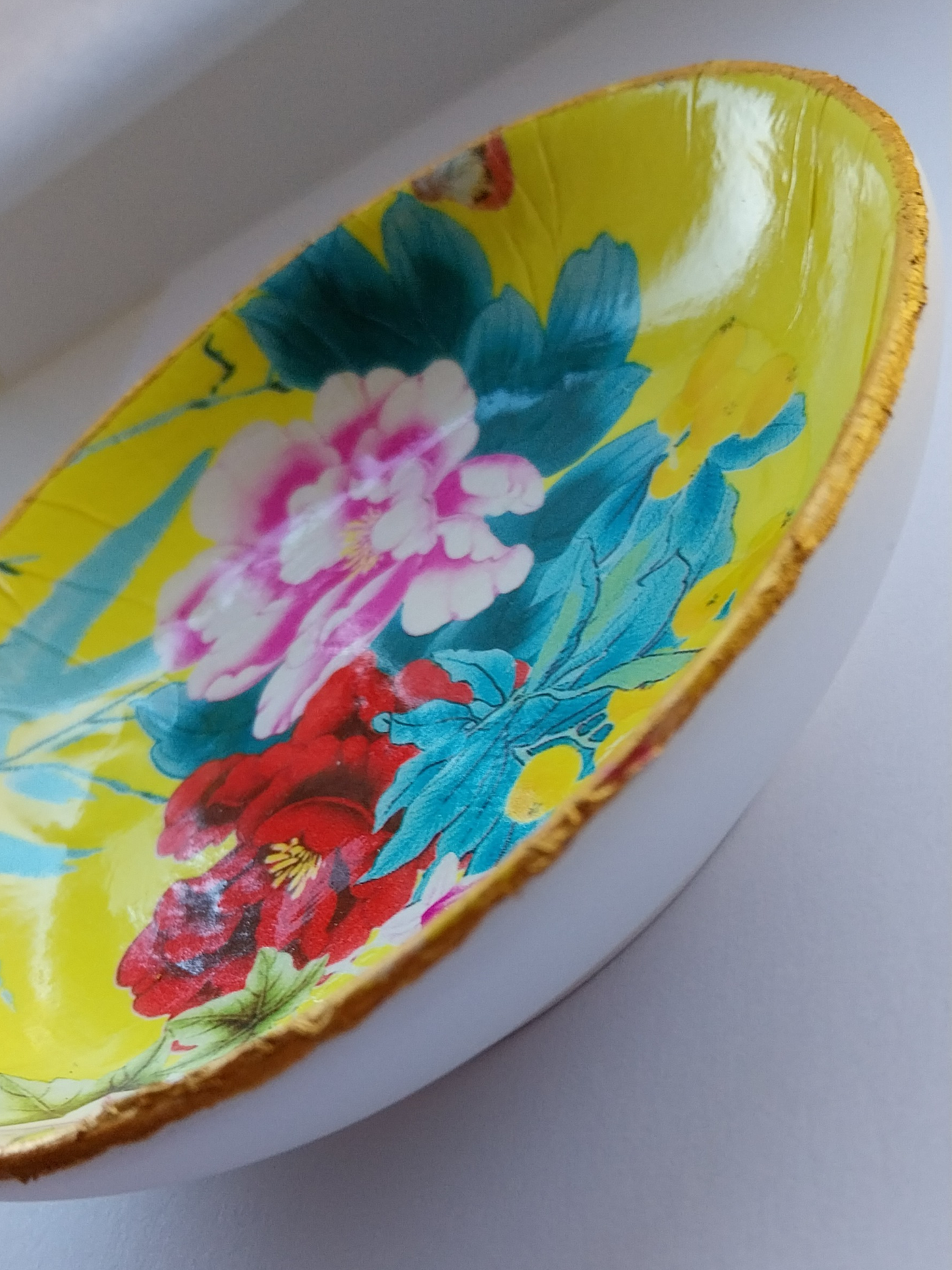 Floral Yellow Ceramic Trinket Dish Large - design-eye-gallery
