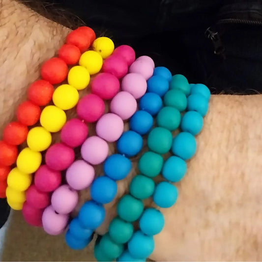Clay bead bracelets for men in lots of vibrant colours