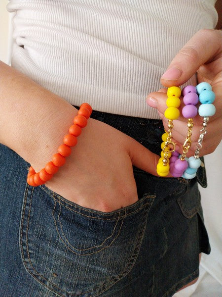 Colourful Orange Clay Bead Bracelet