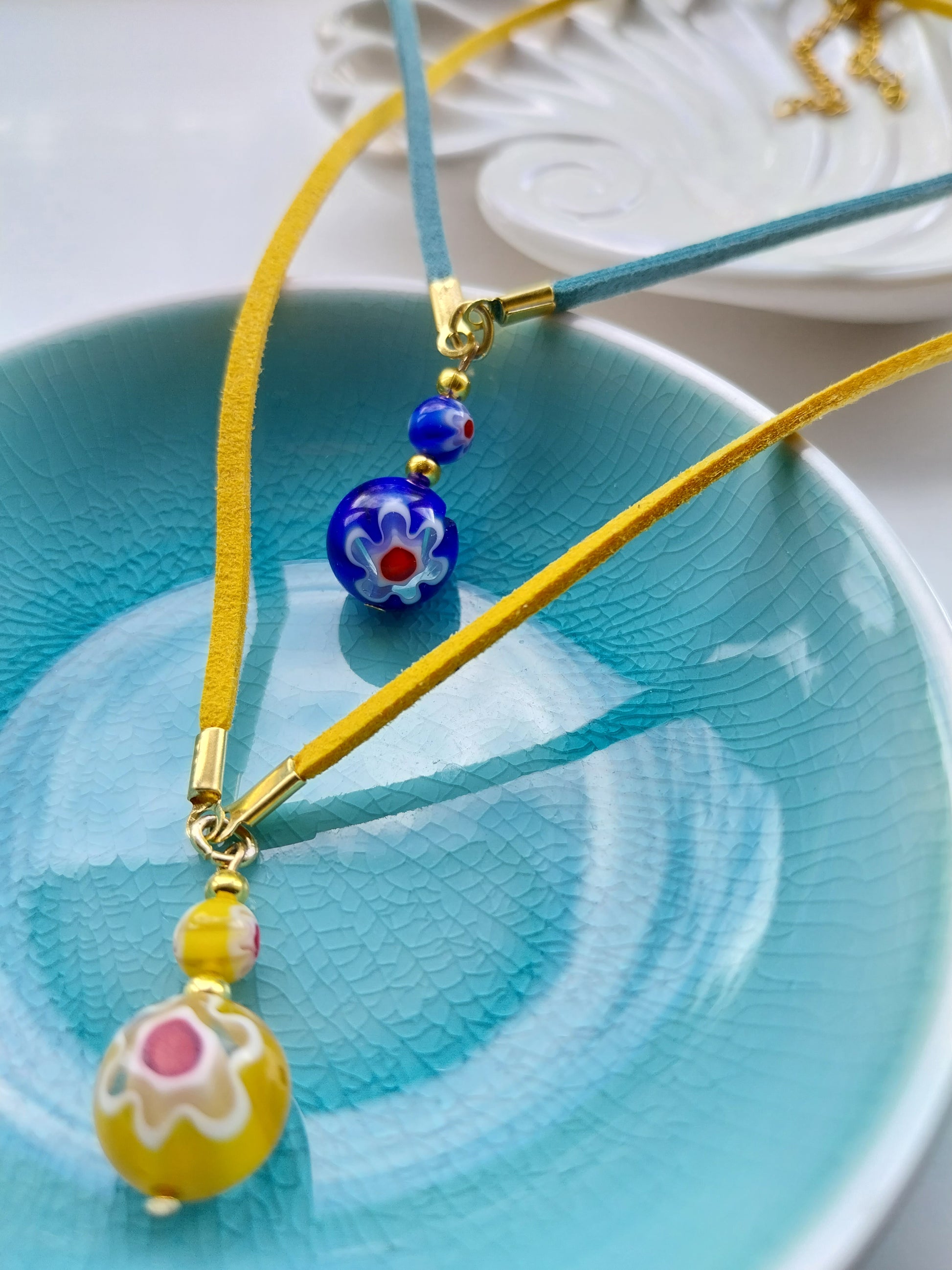 Yellow Glass Bead Necklace - design-eye-gallery