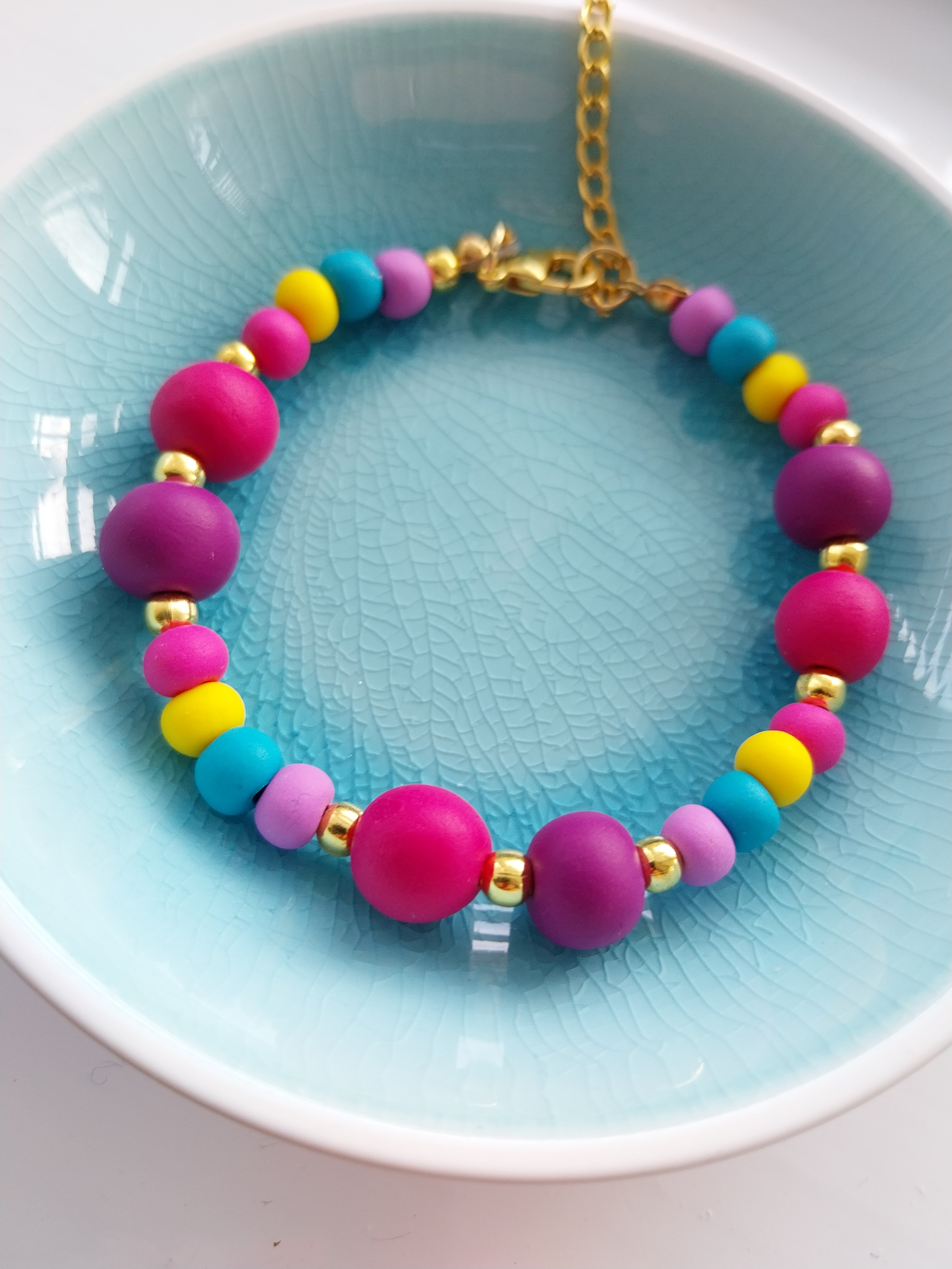 Fancy Multicoloured Plastic Bead Flex Cuff Bracelet For Women & Girls