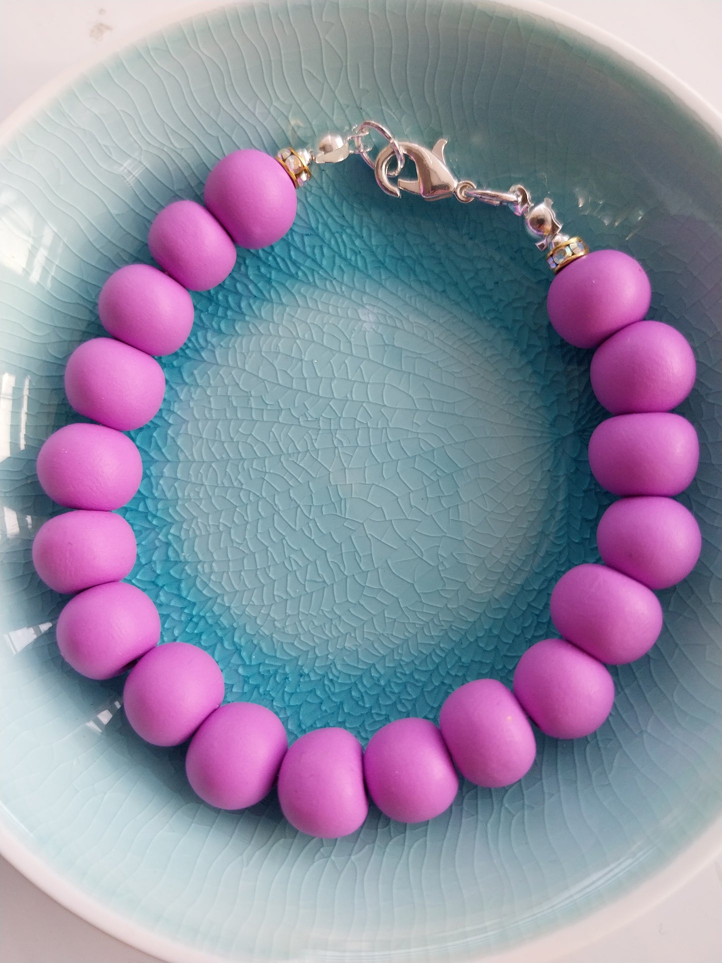 Pink, Green and Blue Clay Beaded Bracelet