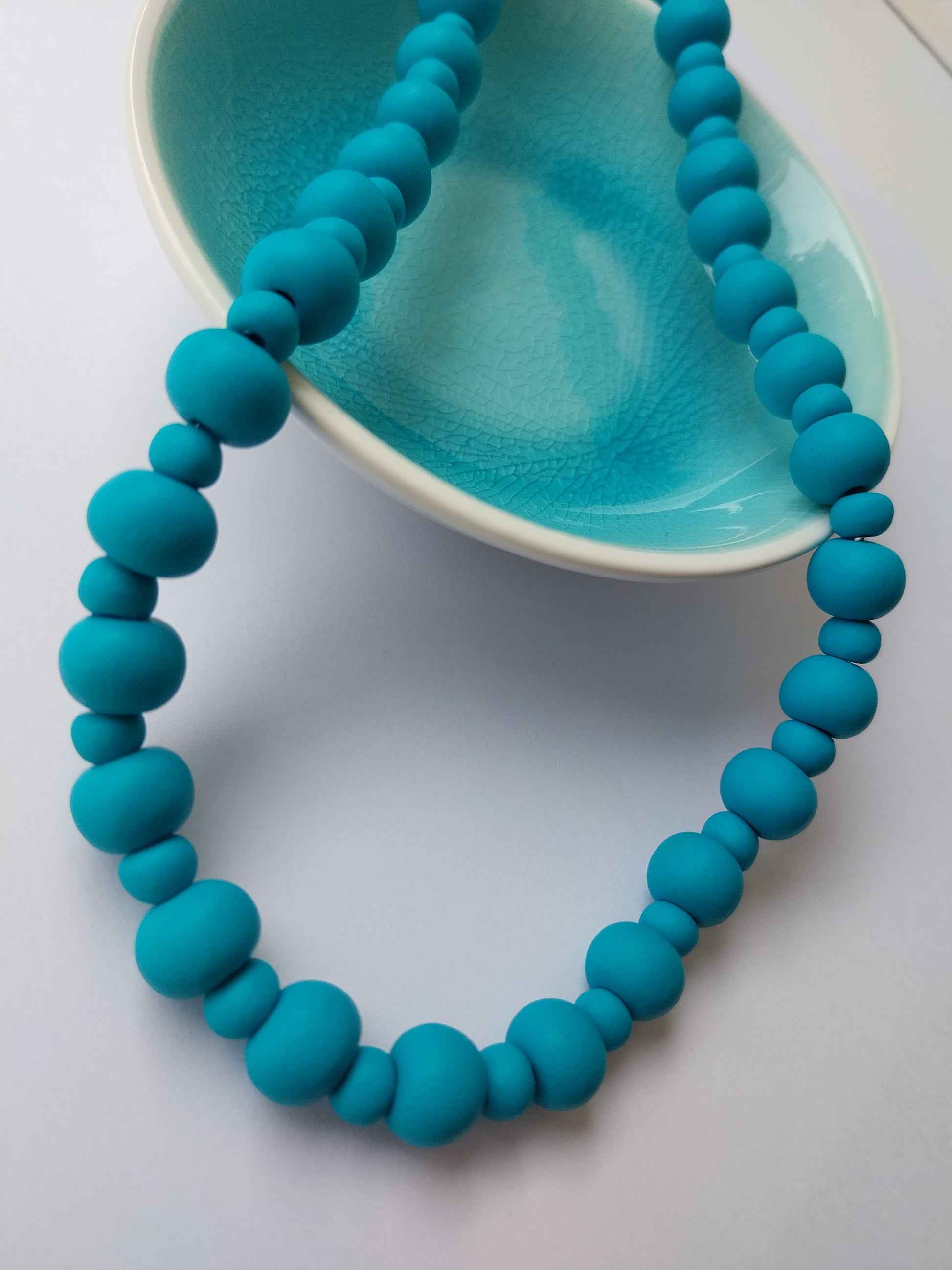 Turquoise Clay Bead Necklace - design-eye-gallery