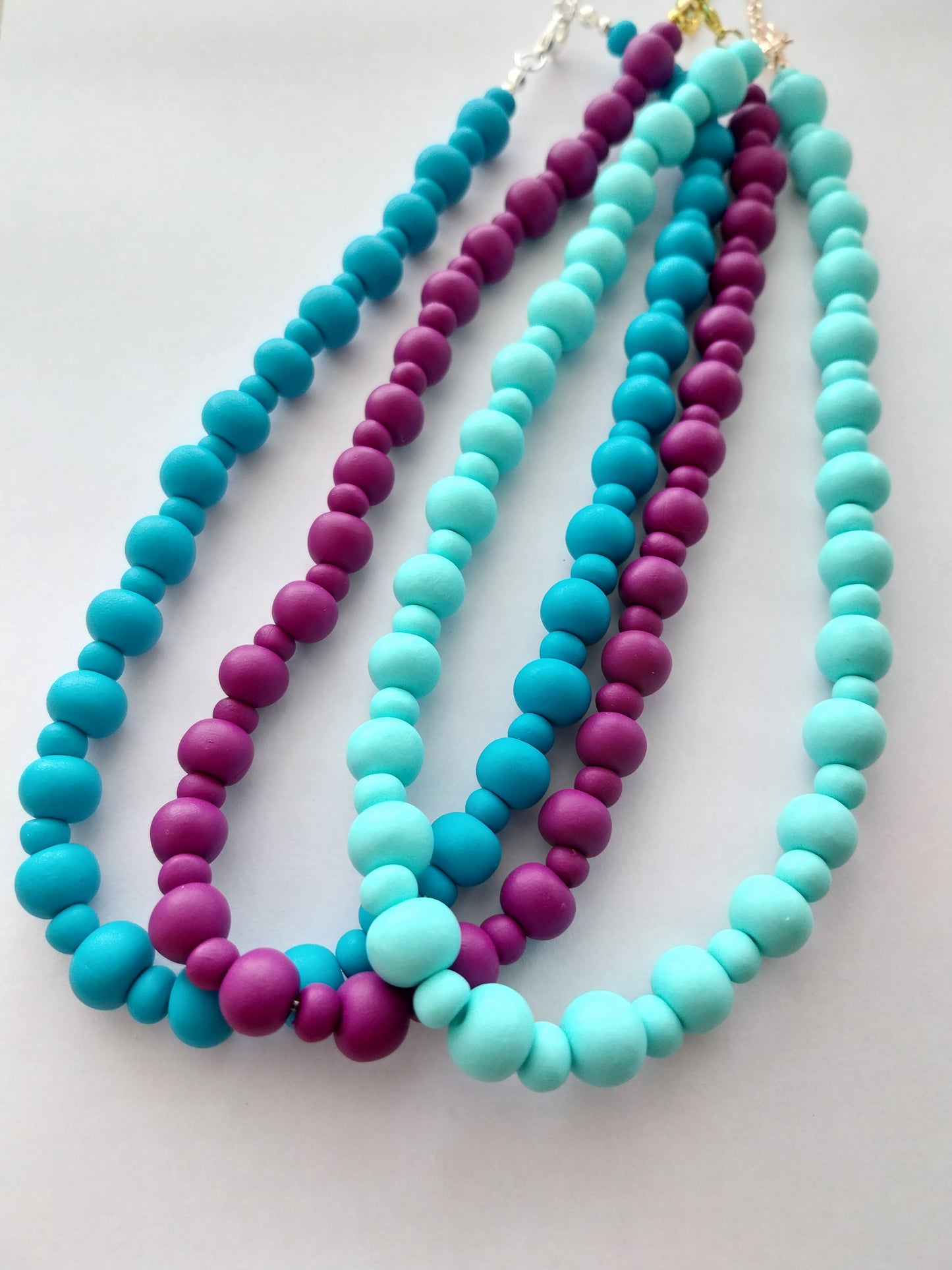 Baby Blue Clay Bead Necklace