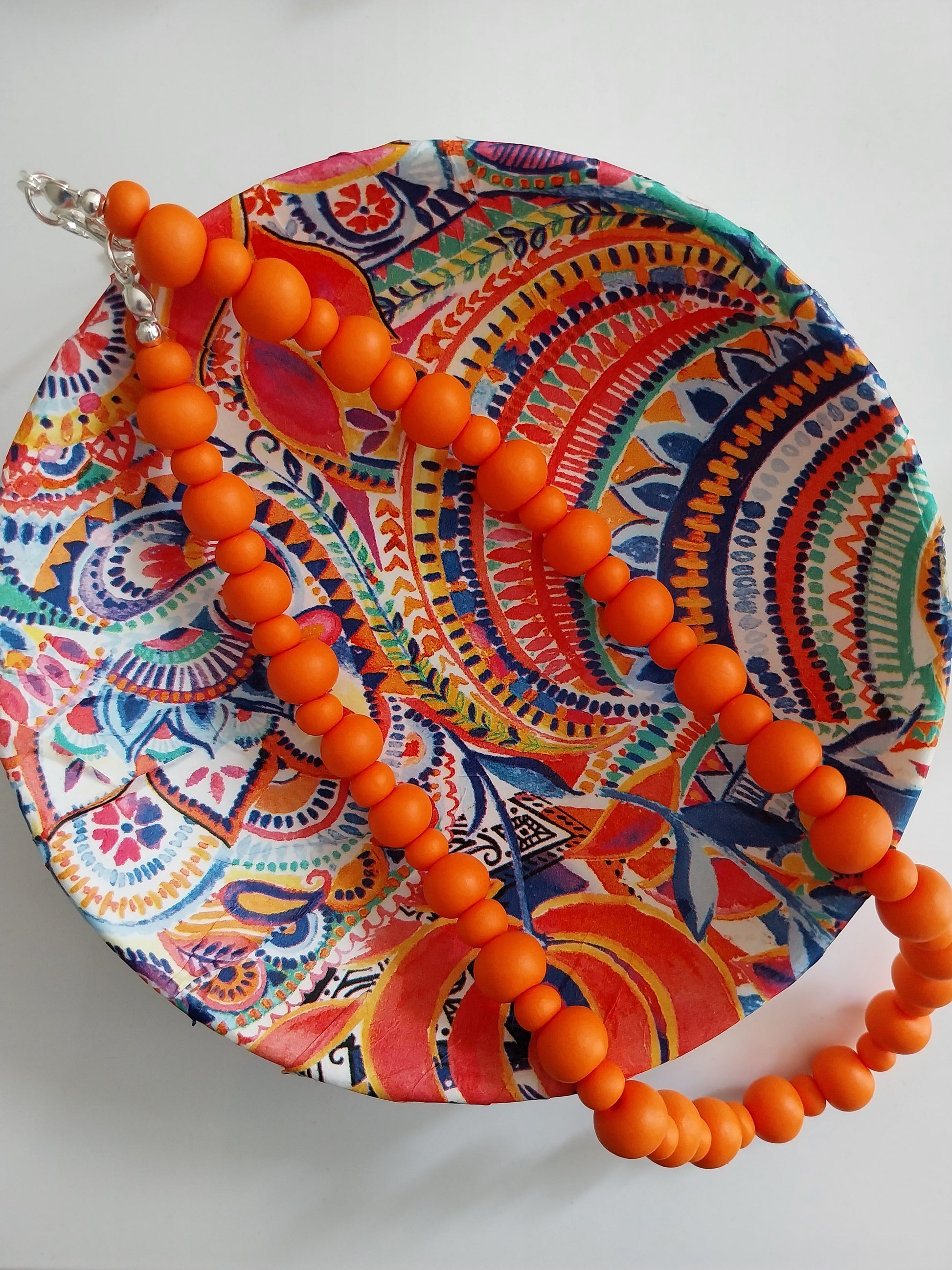 Orange Clay Bead Necklace - design-eye-gallery