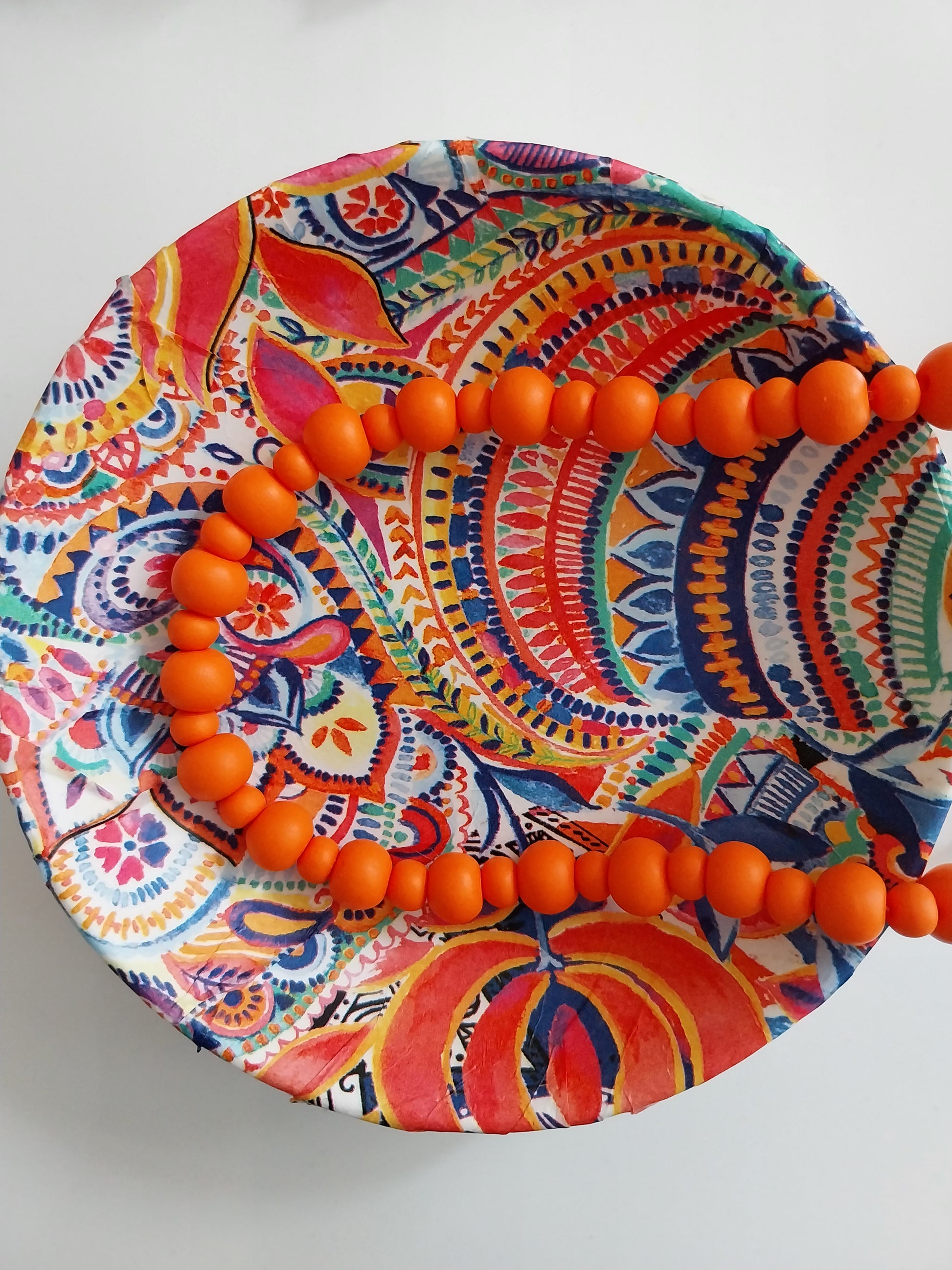 Orange Clay Bead Necklace - design-eye-gallery