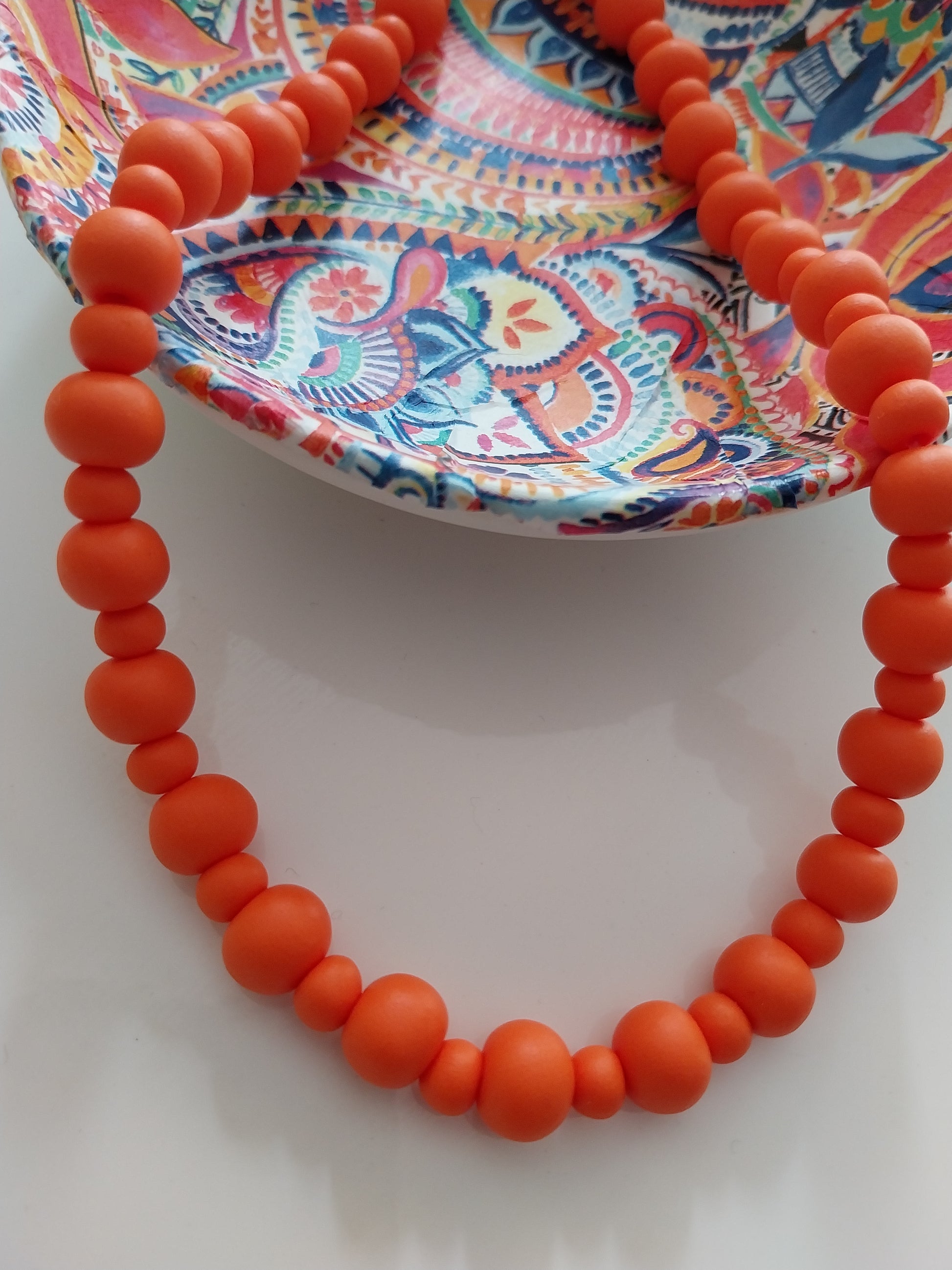 Orange Clay Bead Necklace - design-eye-gallery