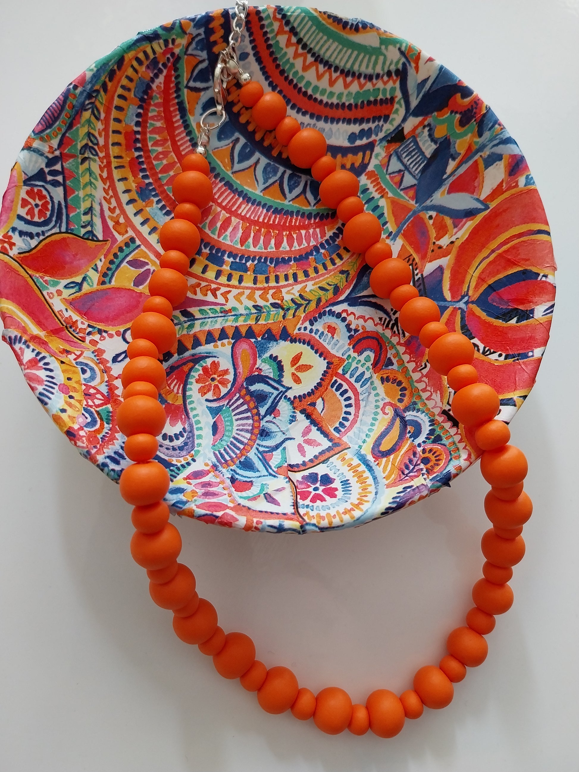 Orange Clay Bead Necklace - design-eye-gallery