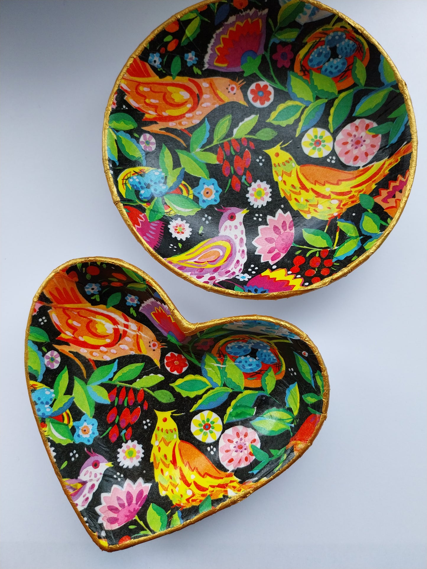 Colourful Birds Heart Shaped Trinket Dish