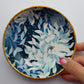 Blue and white floral trinket dish with gold gilt edging