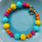 Multi Coloured Polymer Clay bead bracelet with gold plated heart clasp