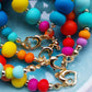 Multi Coloured Polymer Clay bead bracelet with Gold Plated Heart Clasp