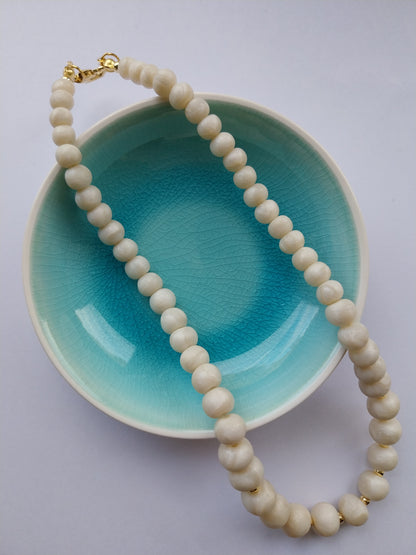 Cool Blue Quartz Clay Bead Necklace - design-eye-gallery