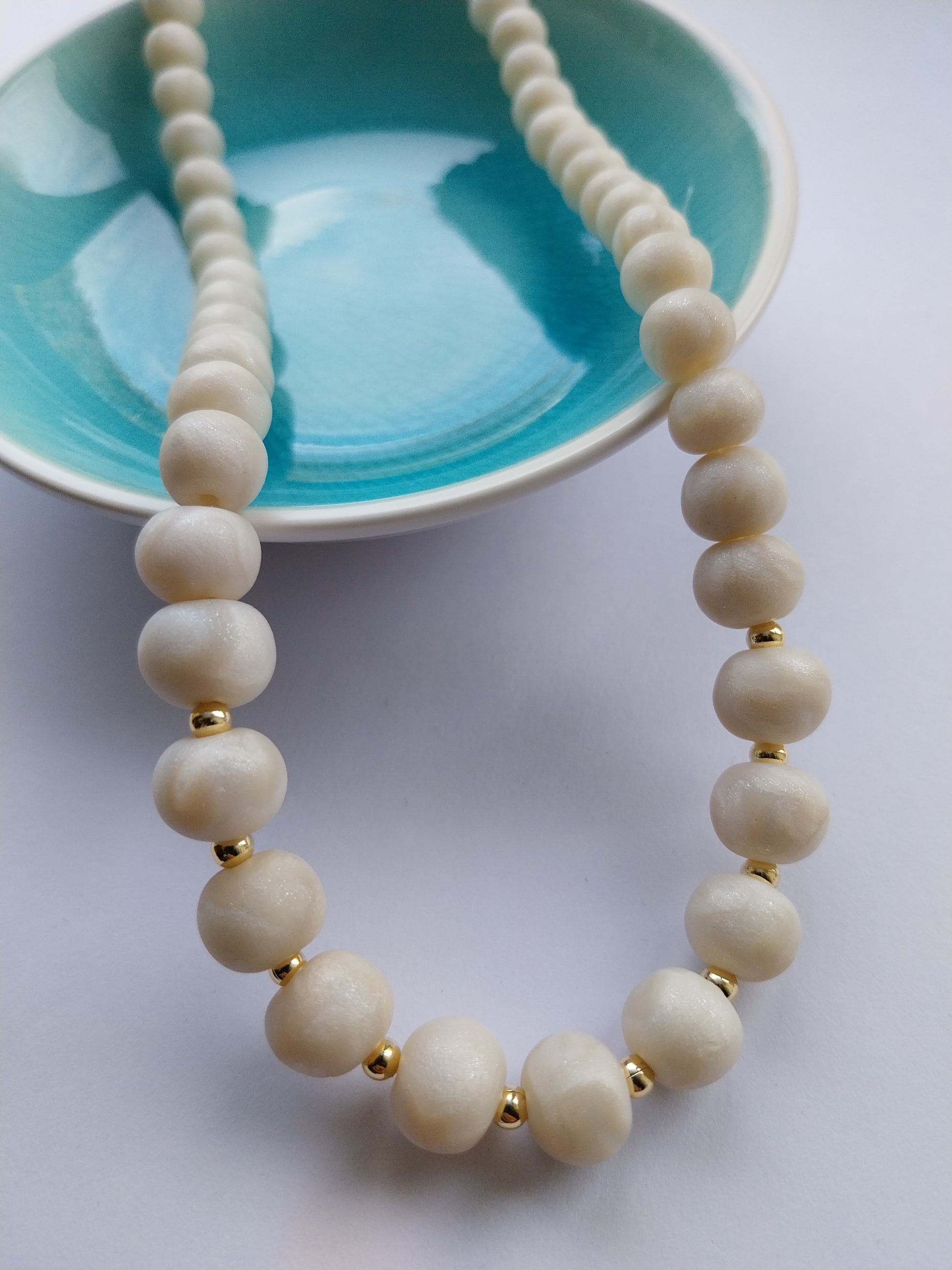 Mother of Pearl Effect Clay Bead Necklace - design-eye-gallery