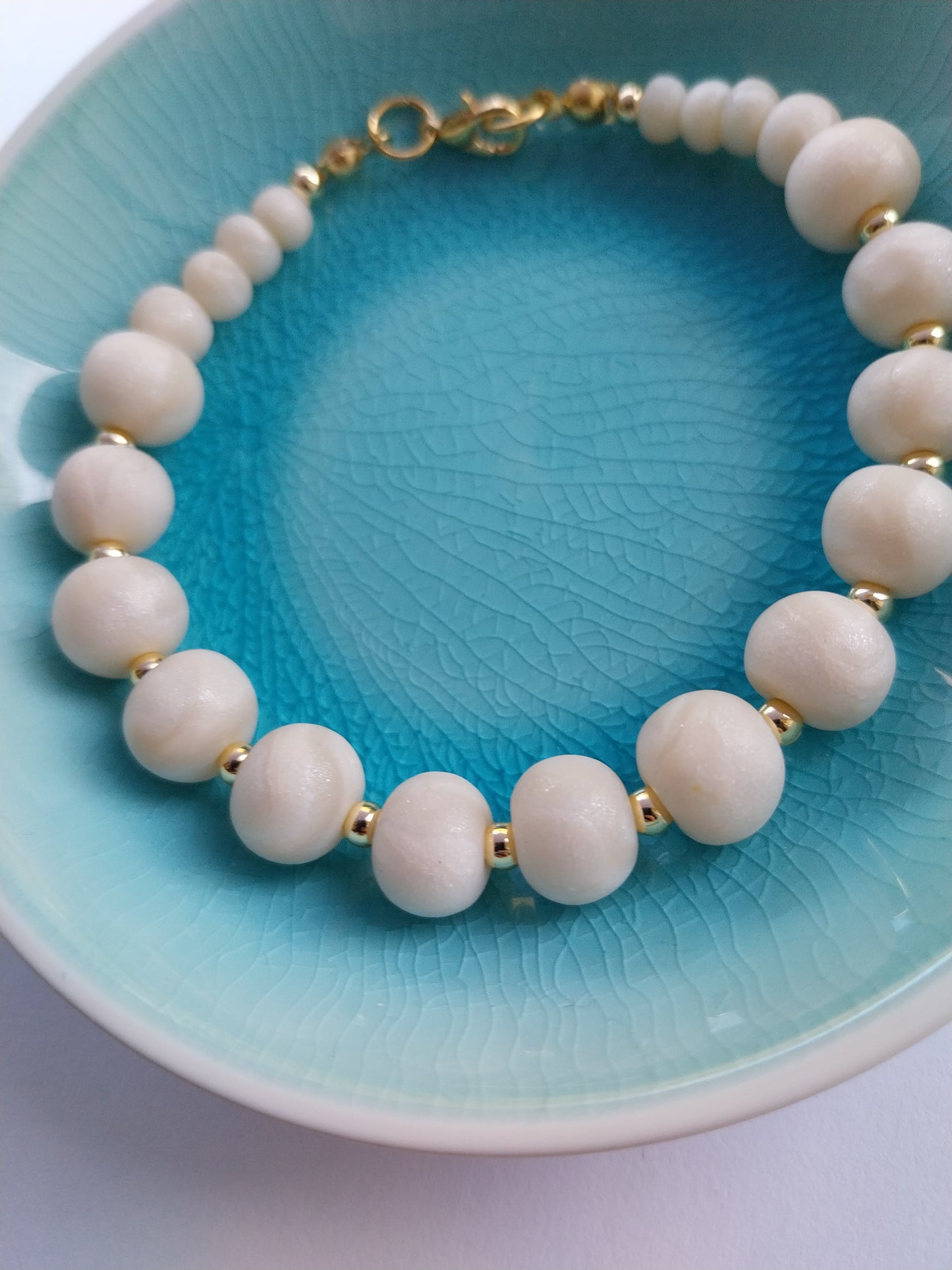 Mother of Pearl Clay Bead Bracelet - design-eye-gallery