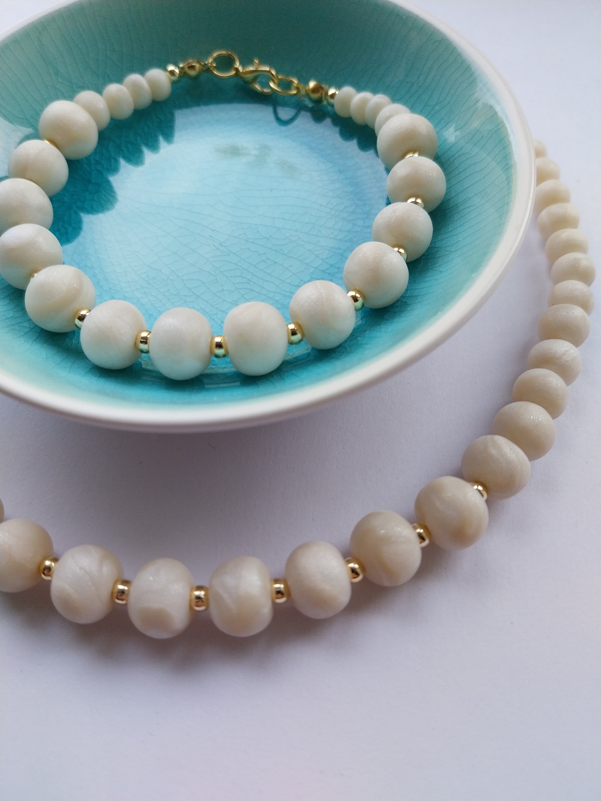 Mother of Pearl Effect Clay Bead Necklace - design-eye-gallery