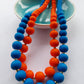 Blue and orange clay bead necklaces