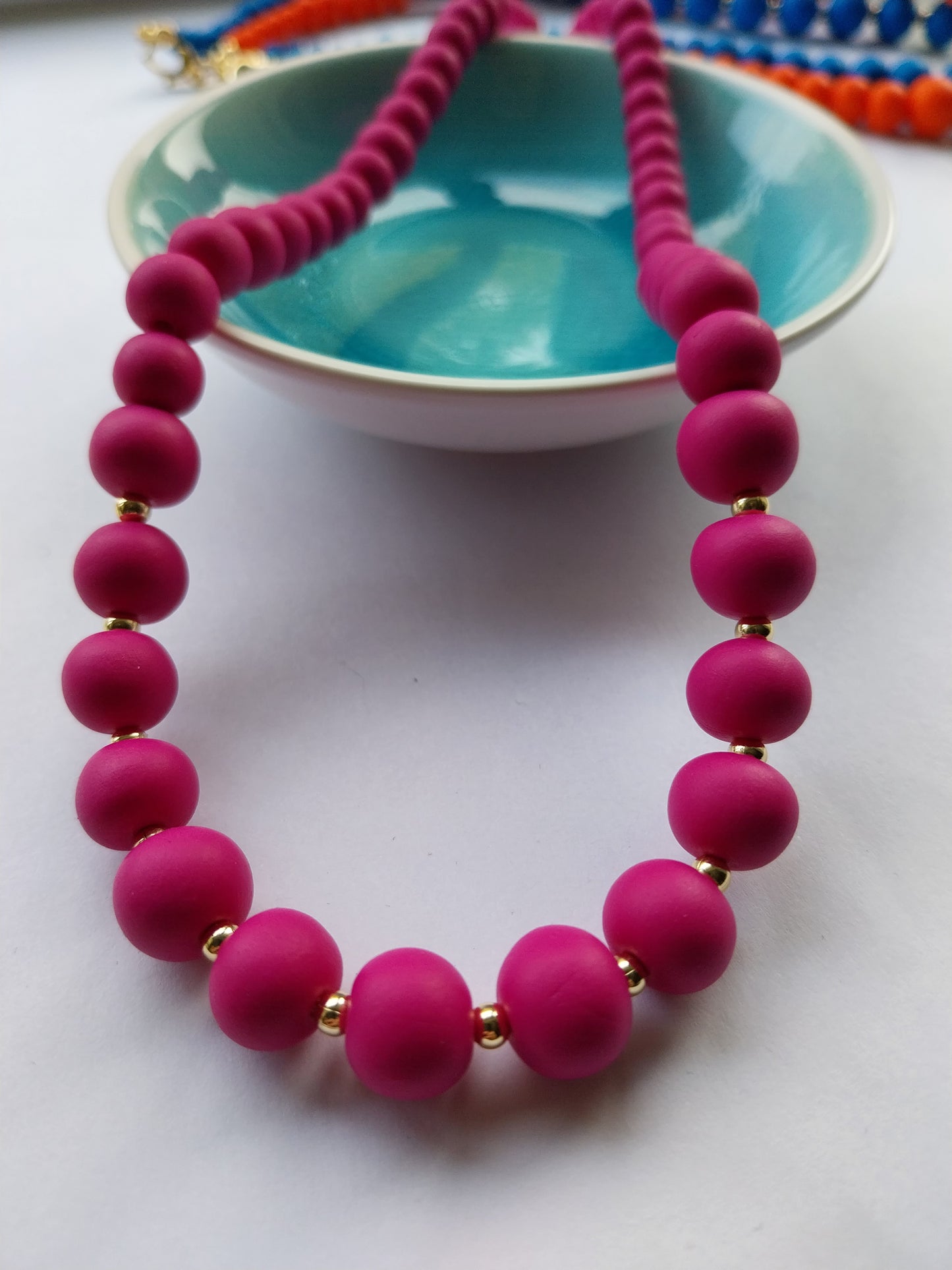 Blue Clay Bead Necklace