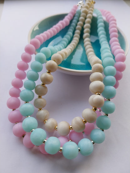 Cool Blue Quartz Clay Bead Necklace - design-eye-gallery