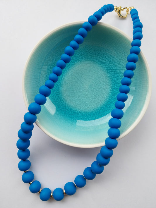 Blue Clay Bead Necklace - design-eye-gallery