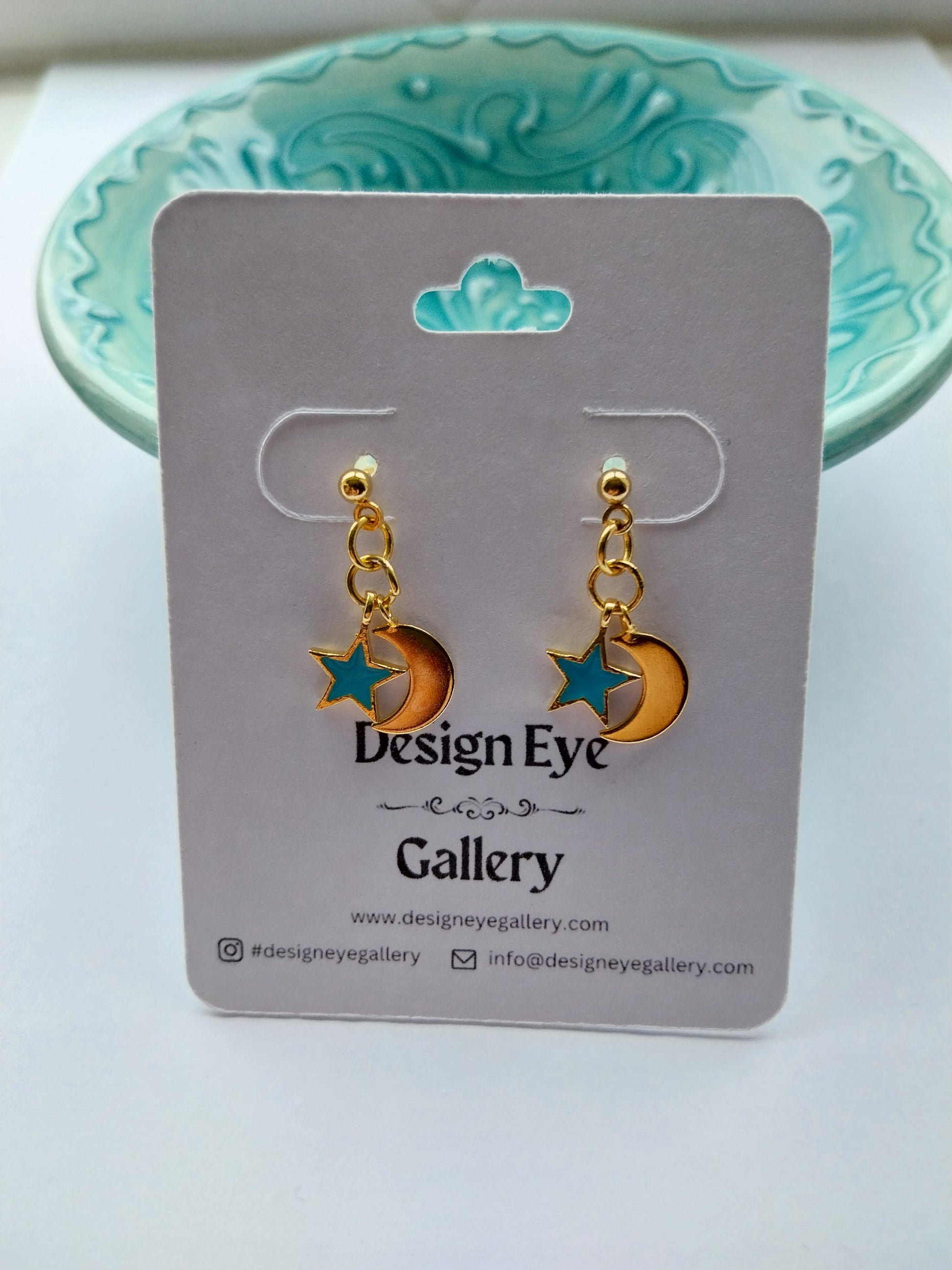 Moon & Star Earrings in Light Blue - design-eye-gallery