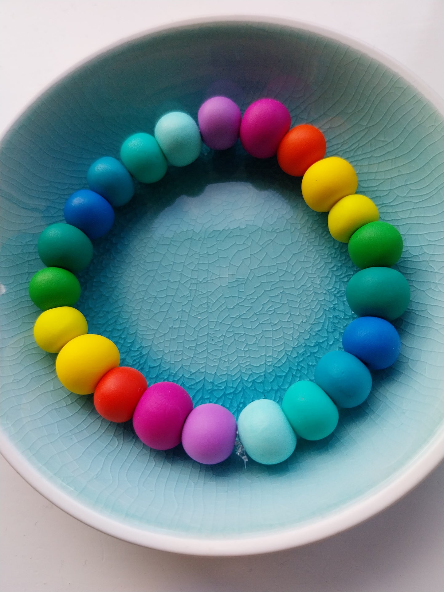 Rainbow Elasticated Clay Bead Bracelet