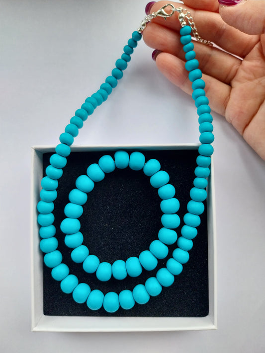 Turquoise Clay Bead Necklace