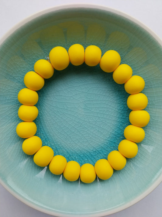 Yellow Unisex Clay Bead Bracelet