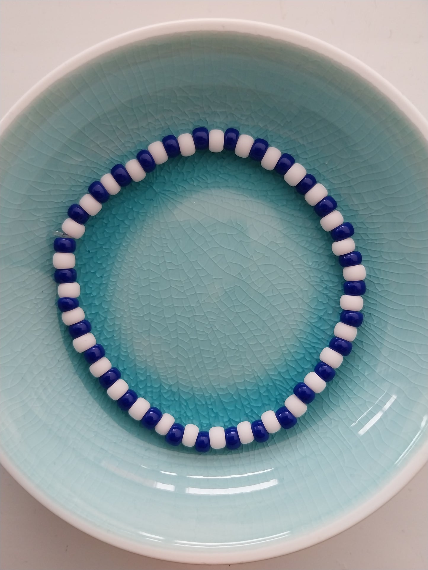Blue & White Seed Bead Necklace