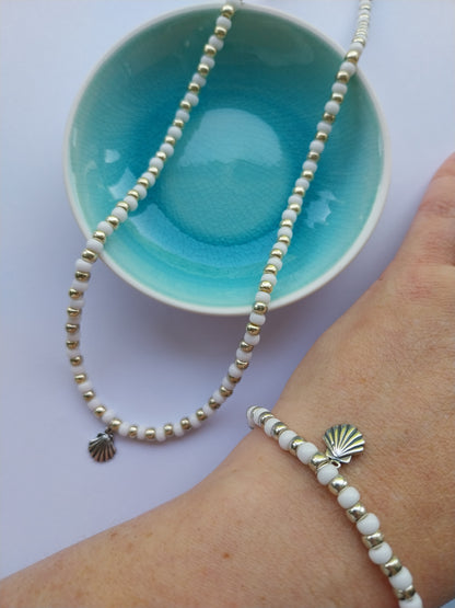 Summer Silver Shell Charm Necklace