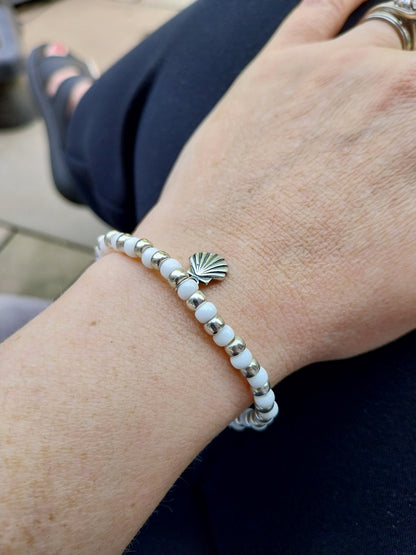 Summer Silver Shell Charm Bracelet
