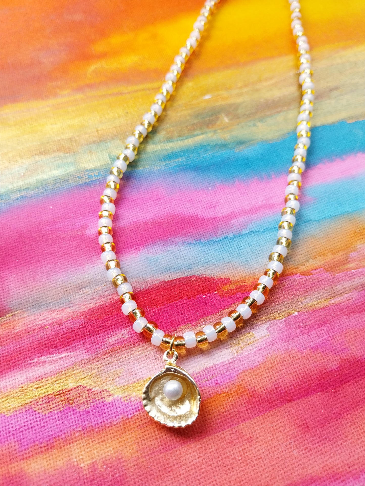 Oyster Pearl Charm Necklace