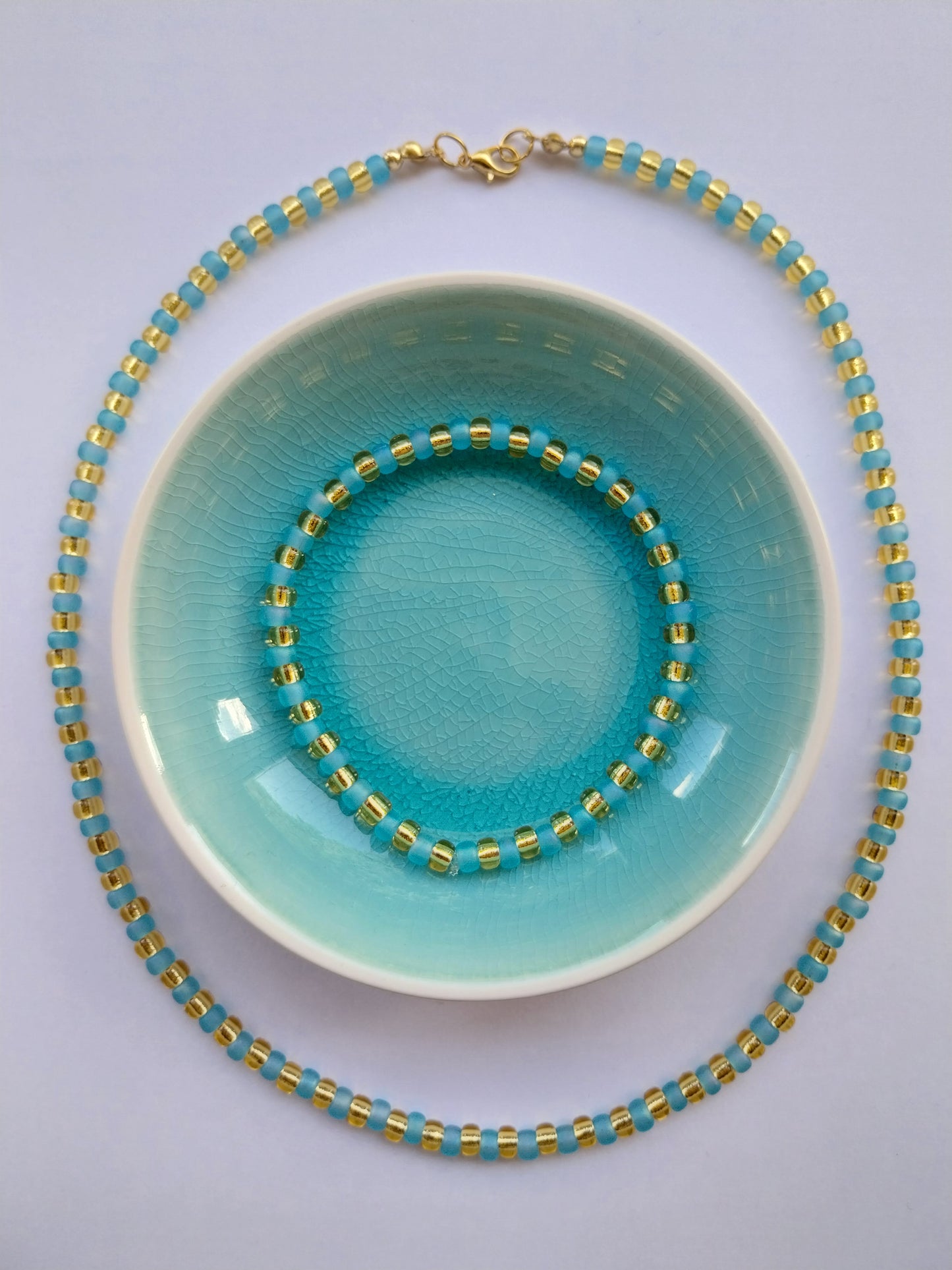 Glass Bead Necklace - yellow