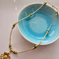 Gold Flower Pendant Necklace – Handmade Boho Jewellery with Green Glass Beads