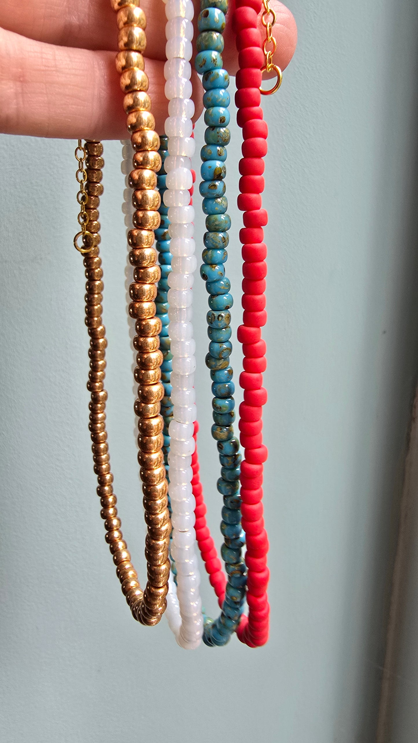 Red Matte Glass Bead Choker | Layering Necklace