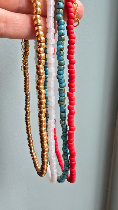 Red Matte Glass Bead Choker | Layering Necklace
