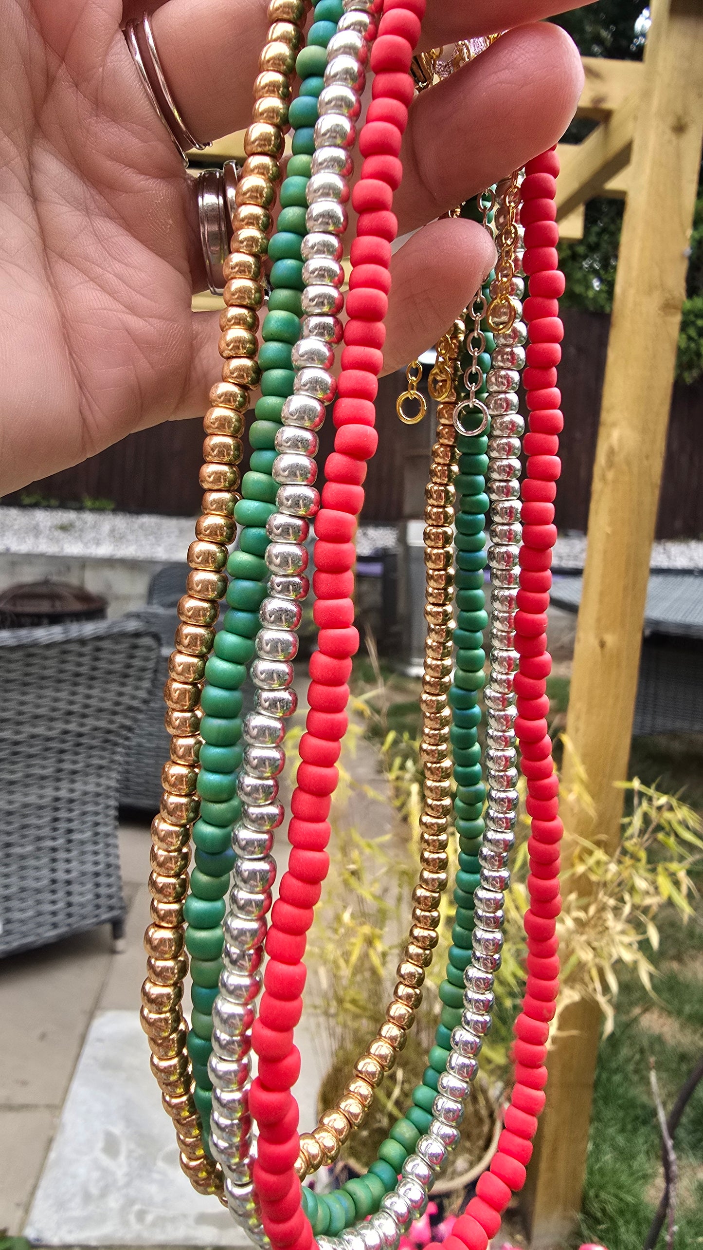 Red Matte Glass Bead Choker | Layering Necklace