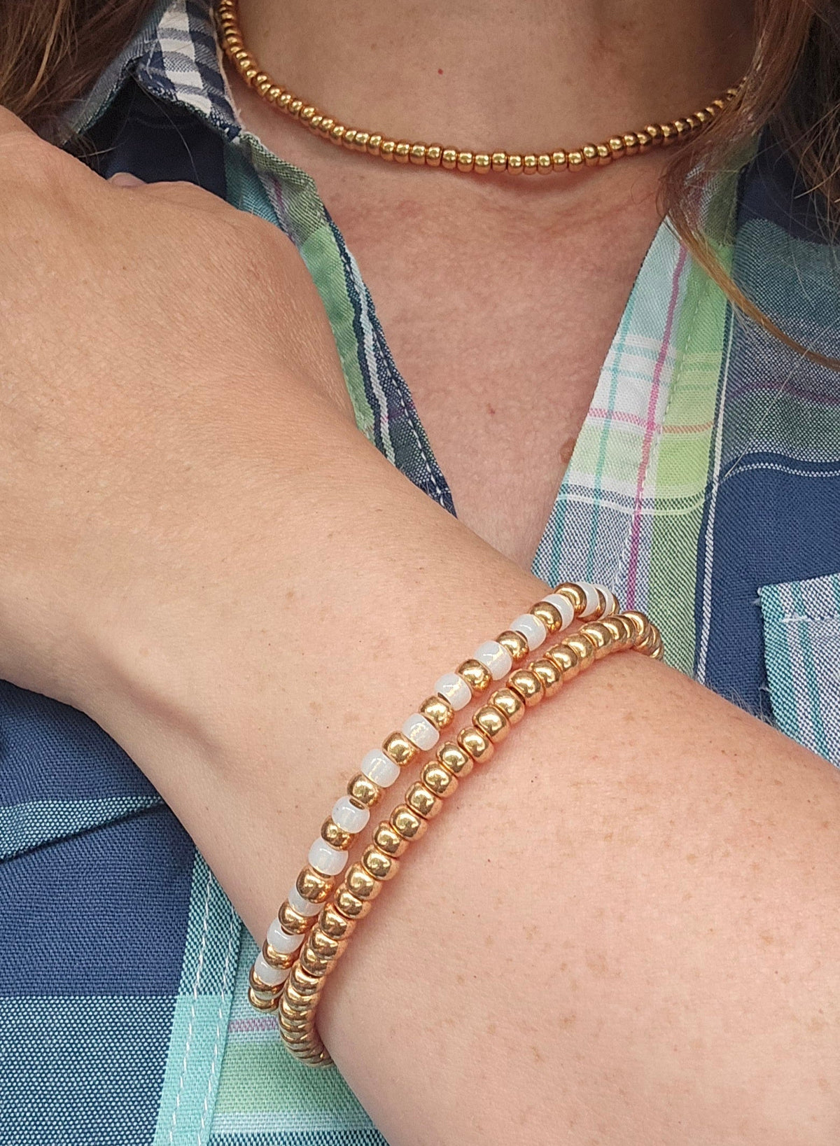 Gold & Beaded Stacking Bracelets
