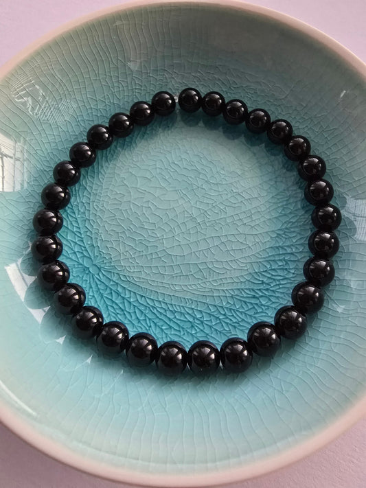Black Agate Bead Bracelet - Grounding Energy