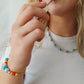 Multi-coloured clay bead bracelet with polymer clay bead necklace 