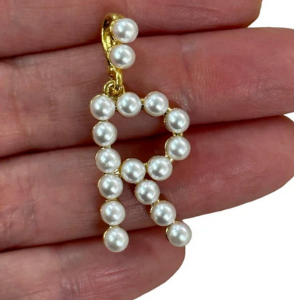 Pearl Capital Letter R Charm