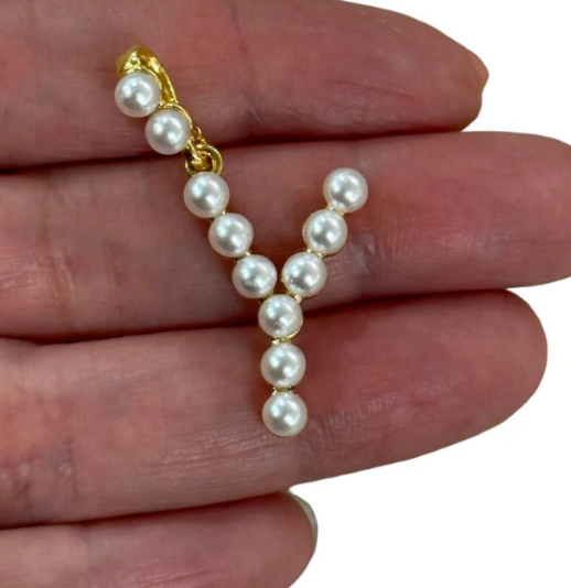 Pearl capital letter Y charm