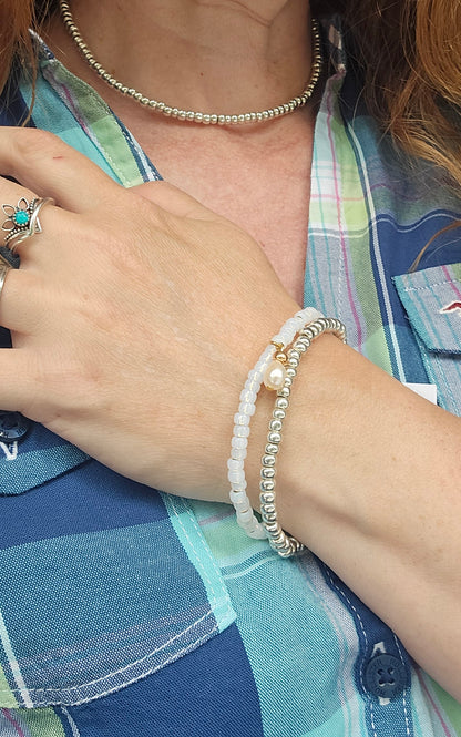 Silver Bead Choker Necklace